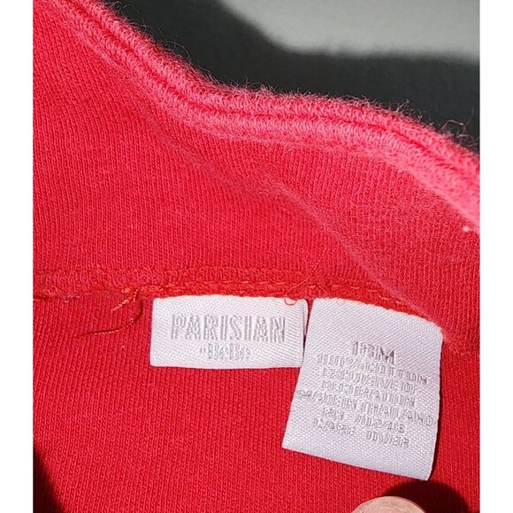 Vintage Baby Girl's Parisian BeBe Red Tank Top Dress Beach Scene 18 Months Butto - Picture 3 of 4